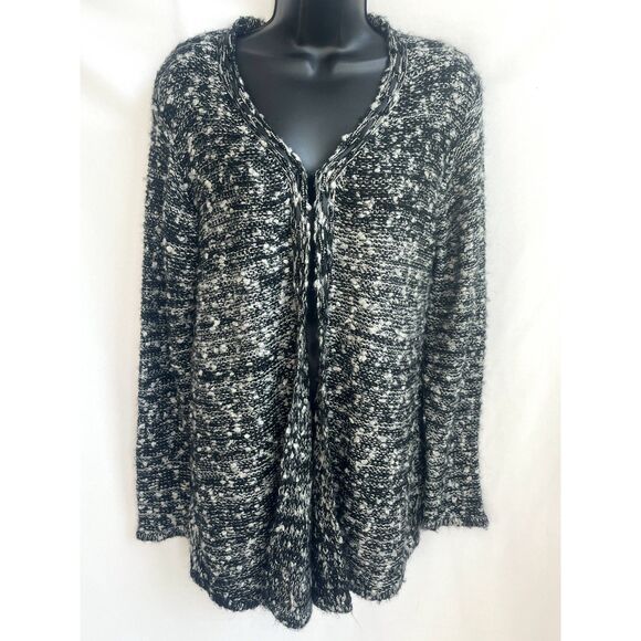 Alberto Makali Tweed Cardigan Sweater Jacket Classic Sz L Black Beaded Cozy - Picture 1 of 12